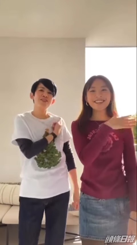 吳君如與囡囡陳是知一同拍跳舞片。